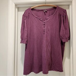 Relaxed Plum Button-Front Women's Top